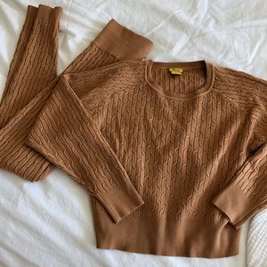 Brown Cable Knit Sweater and Leggings Set S